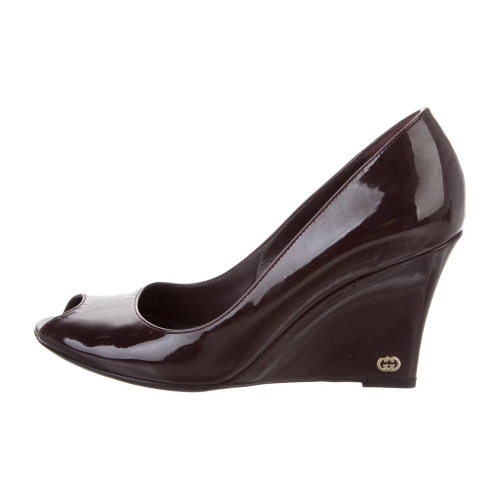 Gucci Eggplant wedge pumps